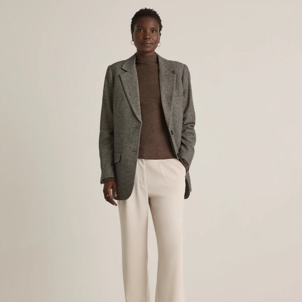 Quince Gray Wool-Blend Blazer